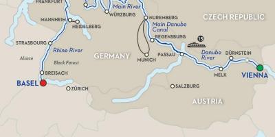 Kaart van die donau rivier Wene 
