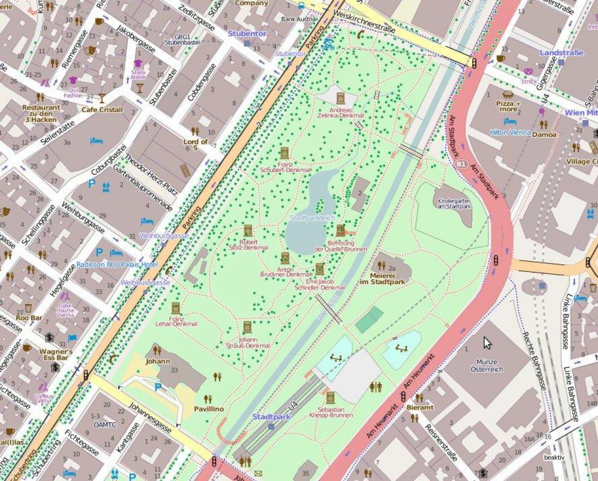 Kaart van die stadtpark Wene