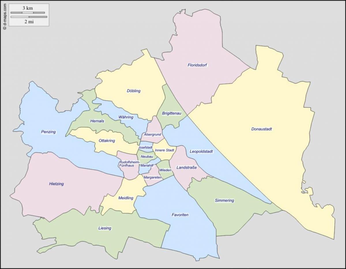 Wene Oostenryk-distrik kaart