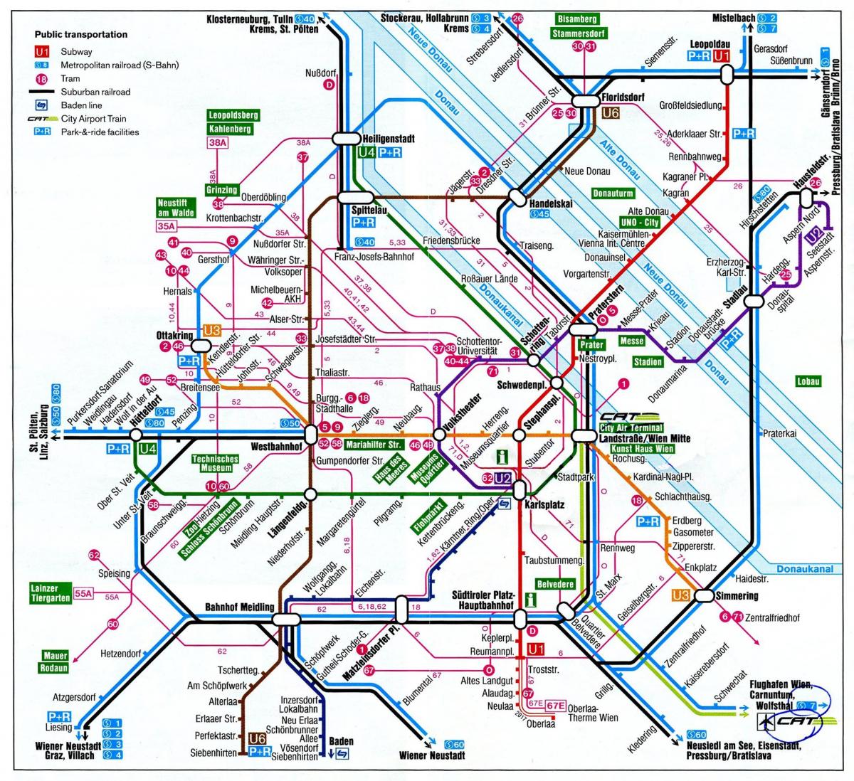 Kaart van Wene Oostenryk trein