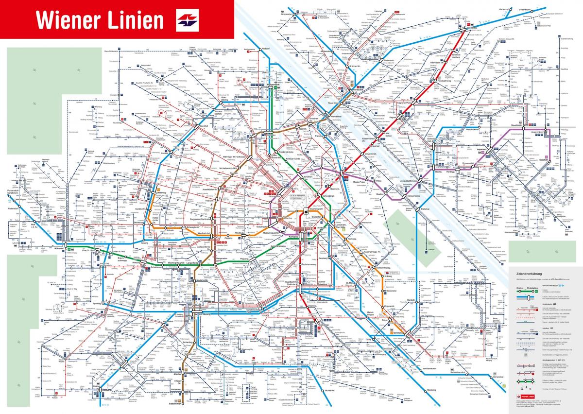 kaart van Wene openbare vervoer stelsel