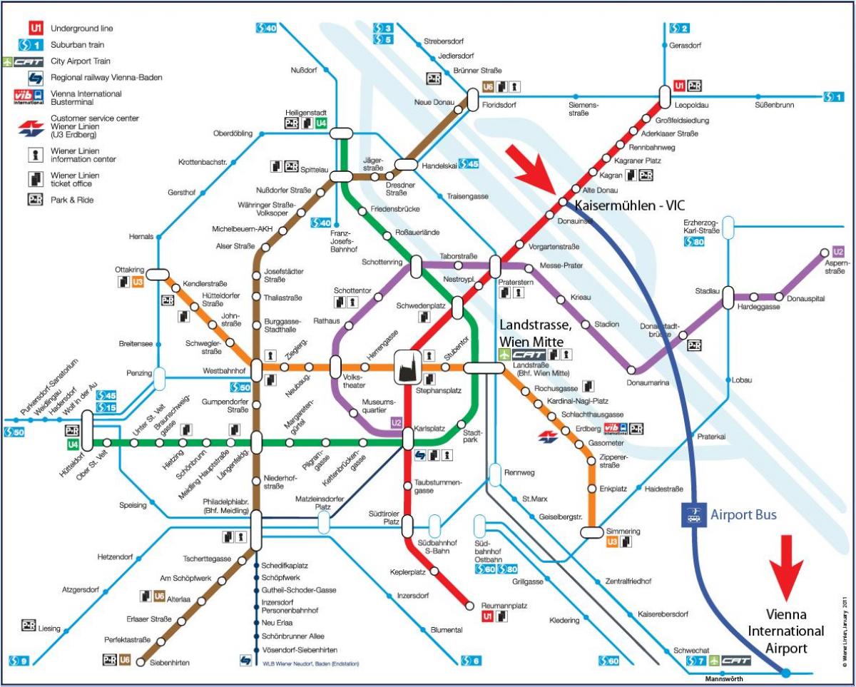Kaart van Wien mitte stasie