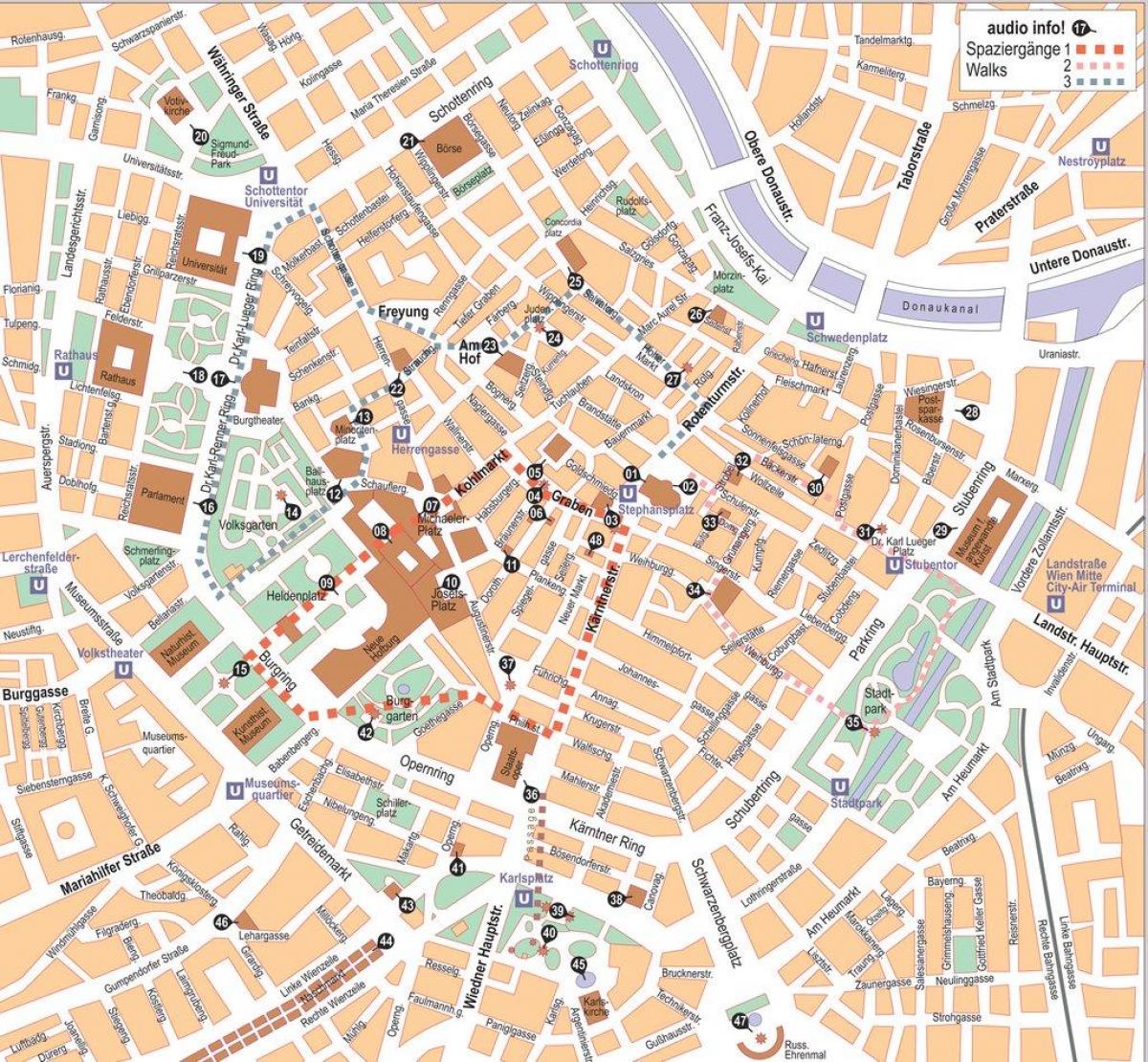 Kaart van Wien sentrum